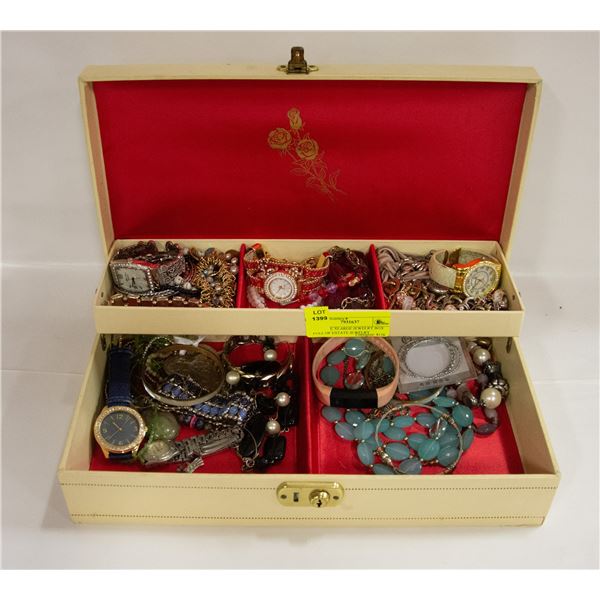 VINTAGE JEWELRY BOX FULL OF ESTATE JEWELRY