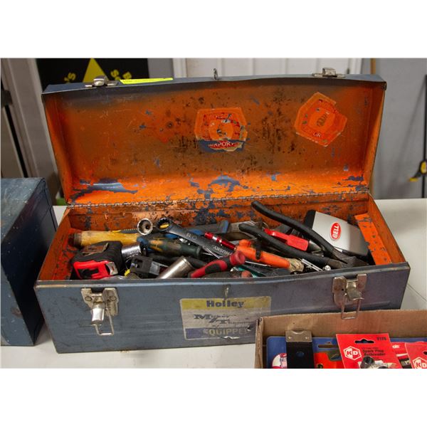 BLUE TOOL BOX WITH CONTENTS