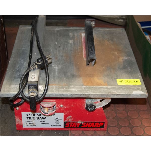STAY SHARP 7"-BENCH TILE SAW - TILT TABLE,