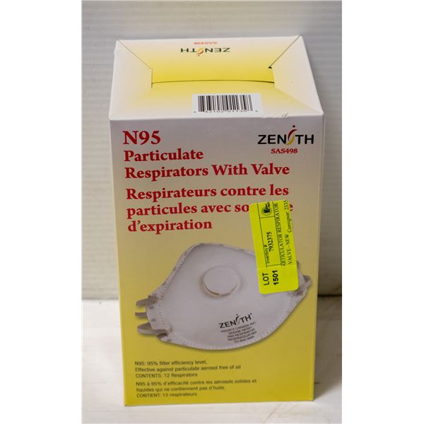 N95 PARTICULATOR RESPIRATOR WITH VALVE - NEW