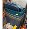 Image 1 : SET OF 4 RUBBERMAID PLASTIC BINS WITH LIDS