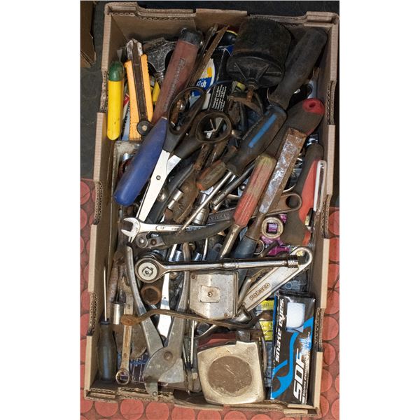 TRAY OF SHOP TOOLS & MISCELLANEOUS