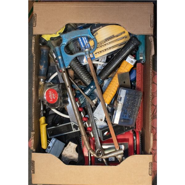 TRAY OF SHOP TOOLS & MISCELLANEOUS