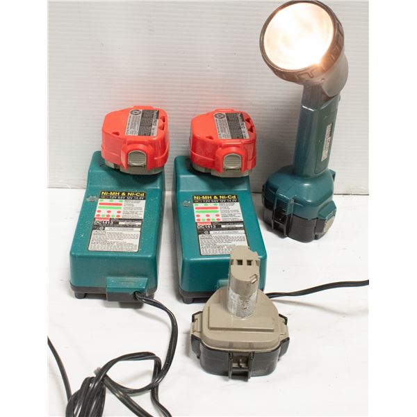 BOX WITH 2 MAKITA MULTI-CHARGERS (7.2V, 9.6V,
