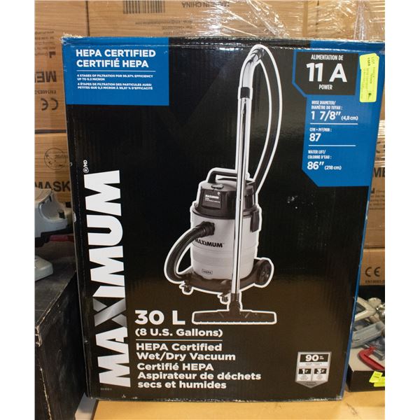 MAXIMUM 30L 120V HEAP CERTIFIED WET/DRY VAC