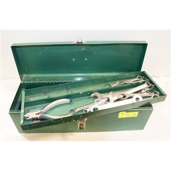 VINTAGE BEACH METAL TOOL BOX W/ TOOLS