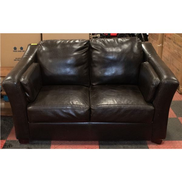 ESTATE BROWN LEATHER LOVESEAT - SOME