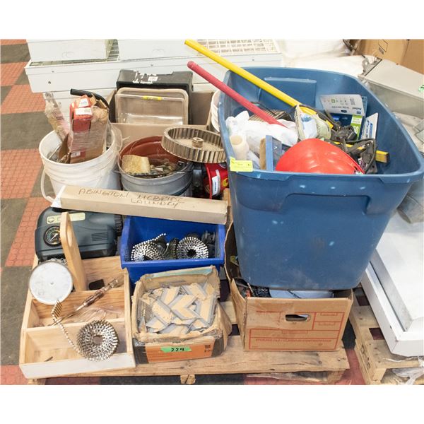 PALLET OF TOOLS AND HARDWARE