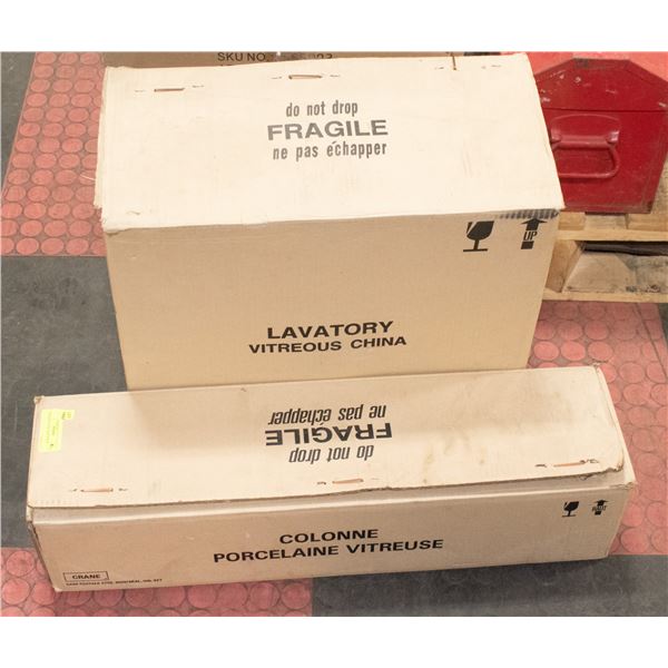 WHITE PEDESTAL SINK NEW IN BOX #608800 & #608700