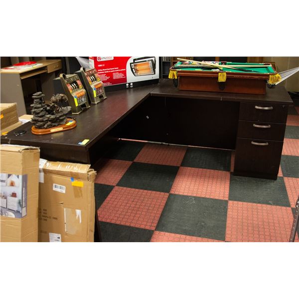 PARTIALLY ASSEMBLED CORNER DESK WITH HUTCH