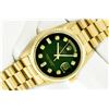 Image 2 : Rolex Men's 18K Yellow Gold Green Vignette VVS Diamond Day Date President Wristwatch