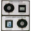 Image 2 : Lot of 1907-D Barber & 1946 Waking Liberty Half Dollar Coins and Stamp Panels