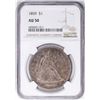 Image 1 : 1859 $1 Seated Liberty Silver Dollar Coin NGC AU50