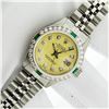 Image 2 : Rolex Ladies Stainless Steel Yellow Diamond & Emerald Datejust Wristwatch