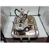 Image 1 : A Silver Plated Tea Set, Complete with Creamer and Sugar Bowl