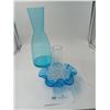 Image 1 : Blue Glass Wine Vase & Candle Table Setting