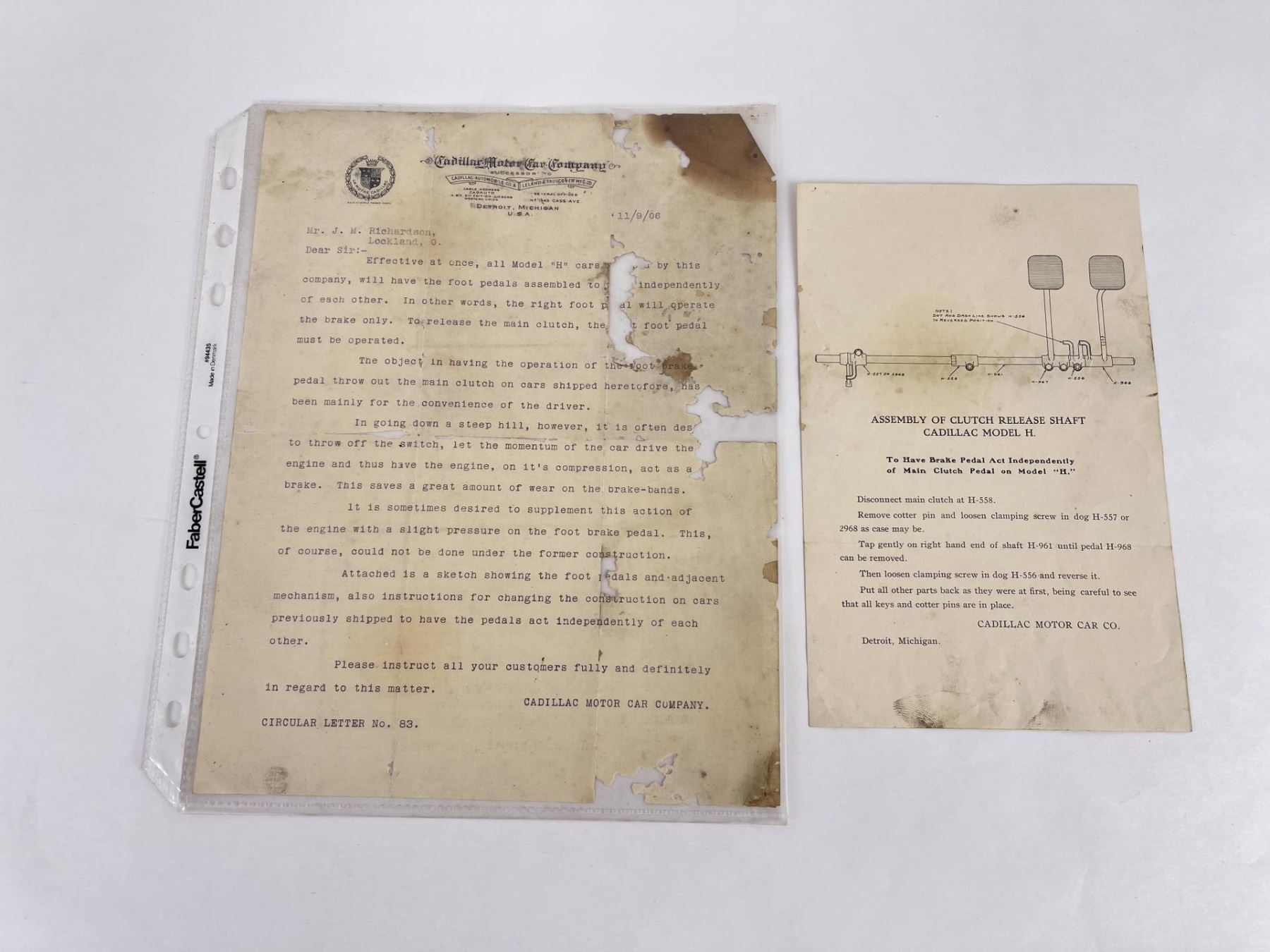 Cadillac Motor Car Company Model H Documents