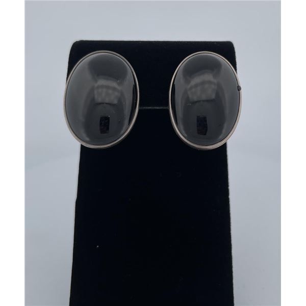Navajo Sterling Silver Jet Earrings