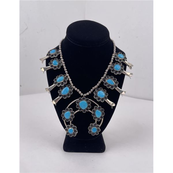 Navajo Nickel Silver Turquoise Squash Blossom