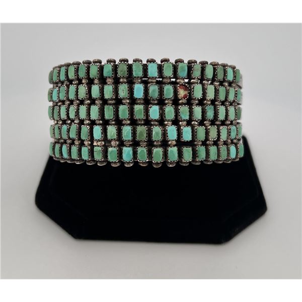 Zuni Sterling Silver Turquoise Row Bracelet