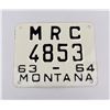 Image 1 : 1963-64 Montana Motorcycle License Plate