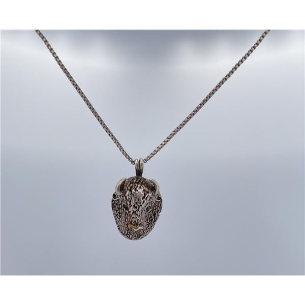 Sterling Silver Buffalo Head Necklace