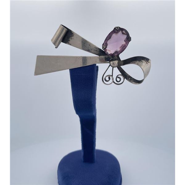 Sterling Silver Amethyst Brooch