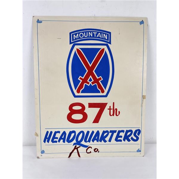 WW2 10th Mountain Division Headquarters Sign