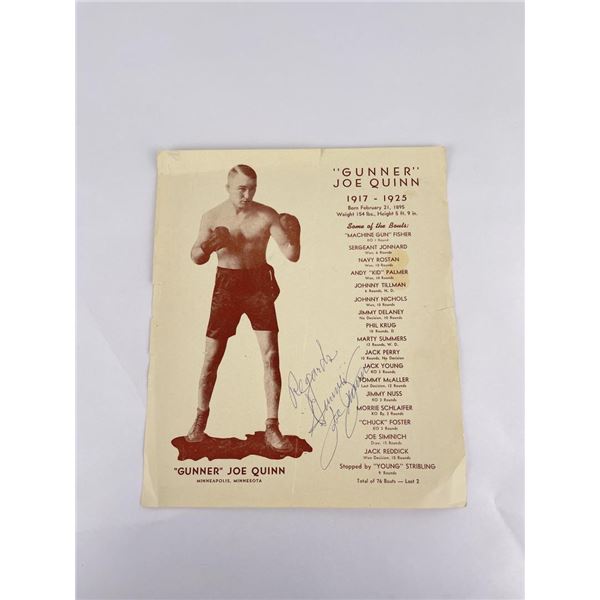 Gunner Joe Quinn Boxer Signed Handbill