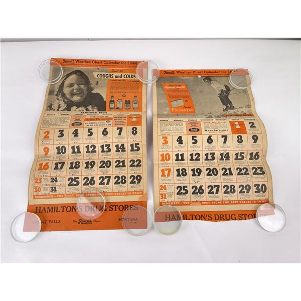 Rexall Drug Calendars 1943 1944