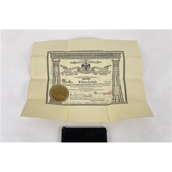 Masonic Scottish Right Certificate Hawaii