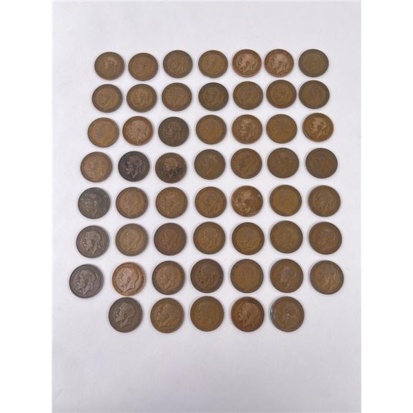 Lot of Great Britain Large One Penny Coins