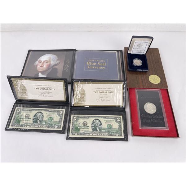 Group of United States Coins and Bills