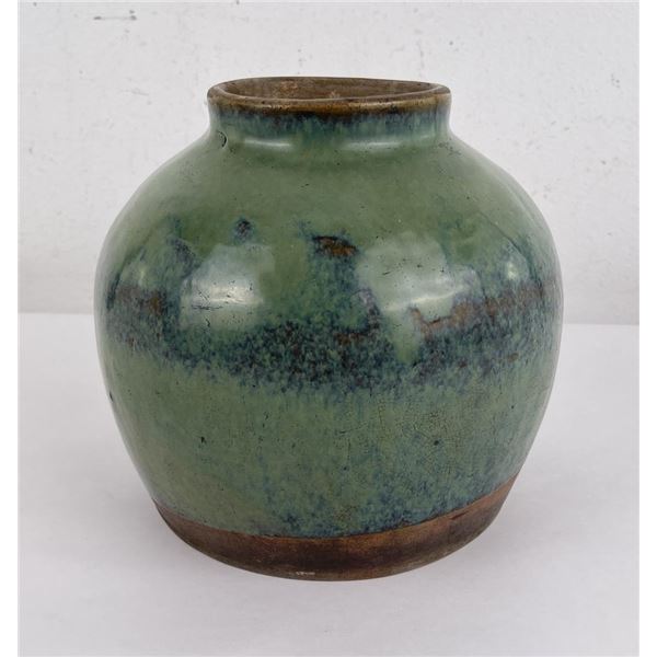 Ancient Chinese Green Drip Glaze Storage Jar