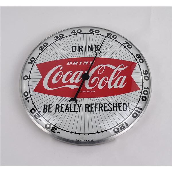 Coca Cola Fishtail Glass Bubble Thermometer