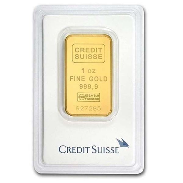 1 oz Gold Bar - Credit Suisse (In Assay) 999.9 Fine Gold, Certified