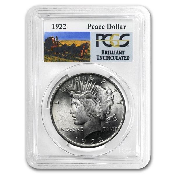 1922 RARE Stage Coach Series Peace Silver Dollar BU PCGS Graded in slab