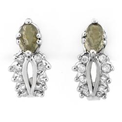 Earrings 0.95 ctw Diamond Green Sapphire