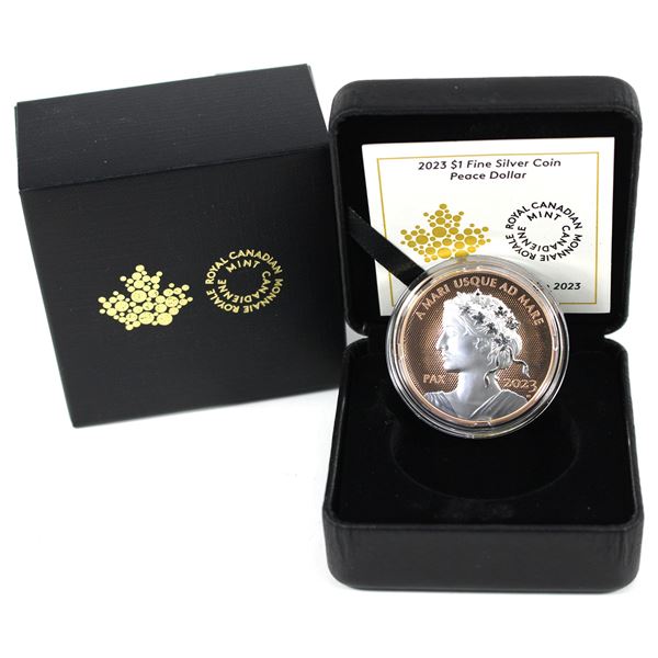2023 Canada $1 Peace Dollar Rose Gold Plated Fine Silver Coin (Tax Exempt)