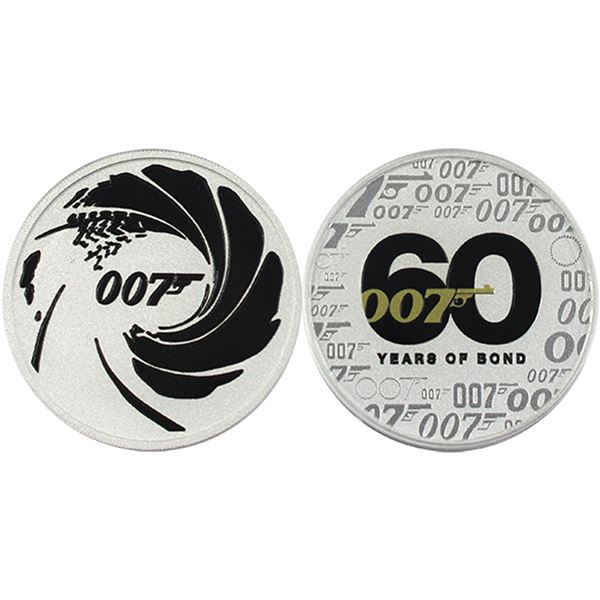 2022 Tuvalu $1 James Bond 007 .9999 Fine Silver Coins - Black Coloured & 60 Years of Bond Designs. 2