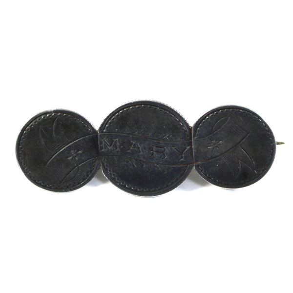 Very Unique! Love Pin with Name 'MARY' Made from 2 Canadian Silver Nickels & a Dime.