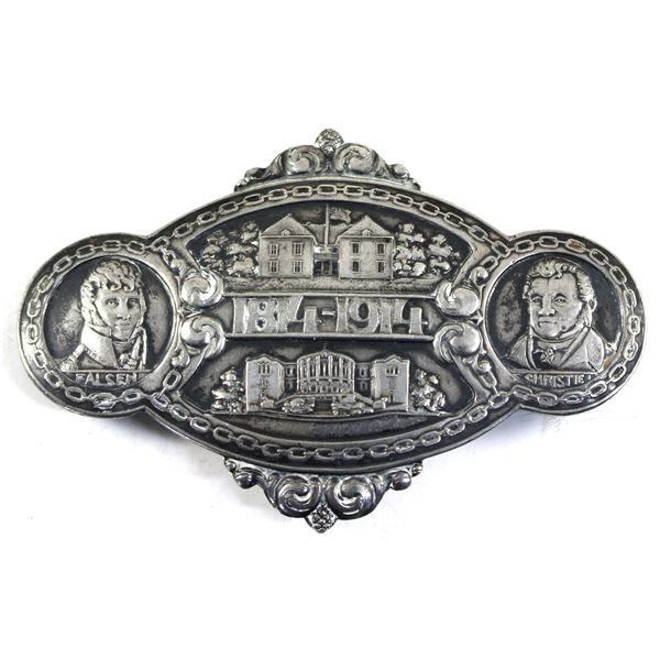 1814-1914 Norway Constitution Commemorative .830 Silver Pin. Weighs 28g (0.75oz fine silver)