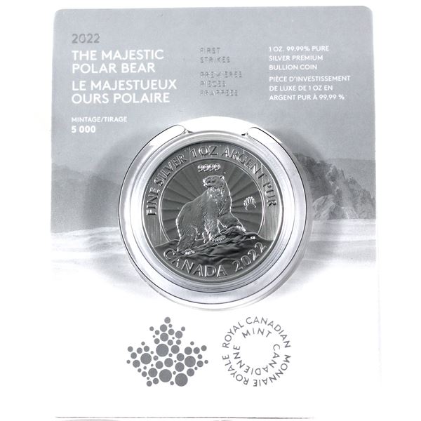 2022 $5 Canada 1oz The Majestic Polar Bear First Strike Edition .9999 Fine Silver Bullion Coin (Tax 