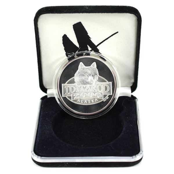2000 Iditarod 1oz .999 Alaska Mint Silver Medallion Proof Coin Encapsulated with Display (Tax Exempt