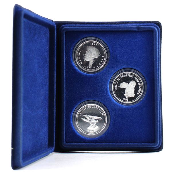 1981-1983 Northwest Territories Salute to Mining, Aviation & Trappers and Traders  3-coin Set (Tax E