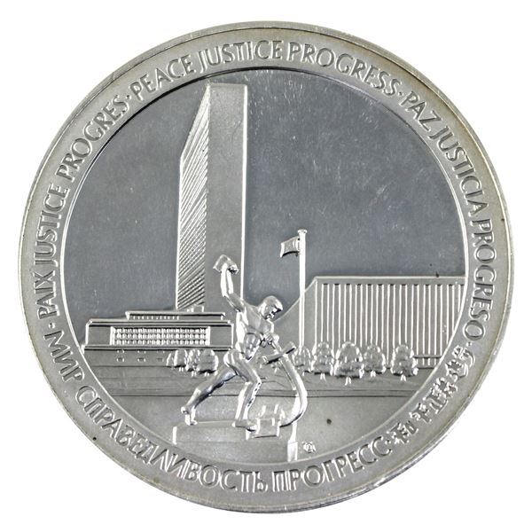 1945-1970 United Nations 25th Anniversary Commemorative Sterling Silver Medal