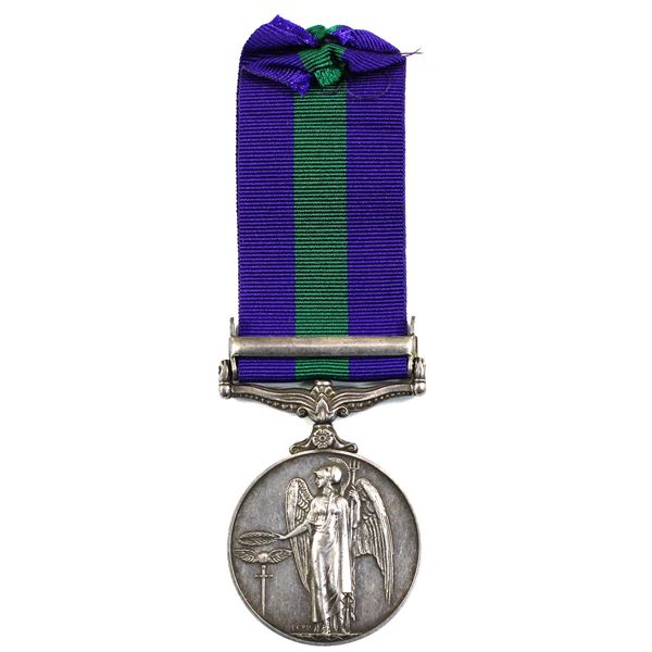 NAMED 1918-1962 General Service Medal with Malaya Clasp on Elizabeth II Obverse. Name 21148909 Spr. 