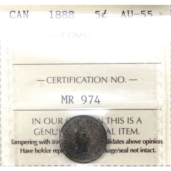 5-cent 1888 ICCS AU55