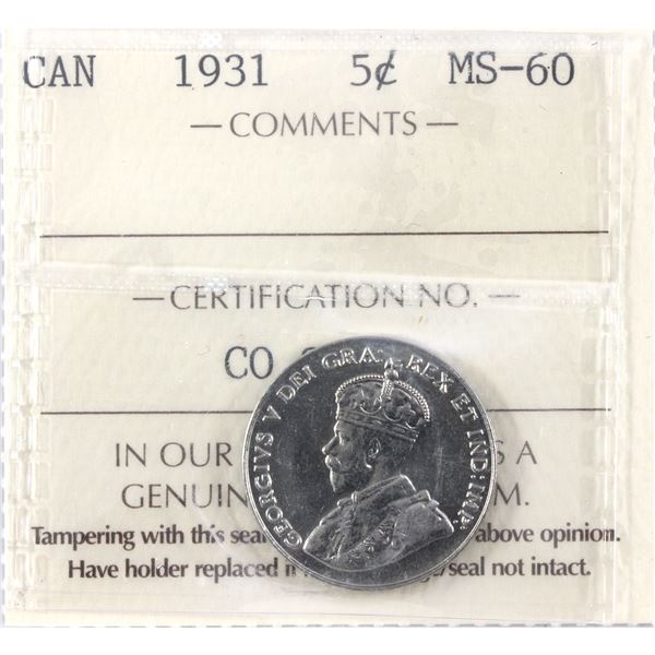 5-cent 1931 ICCS MS60