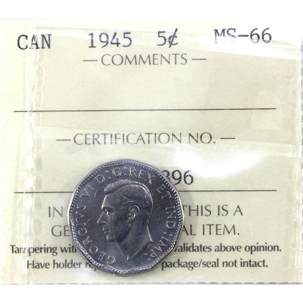 5-cent 1945 ICCS MS66